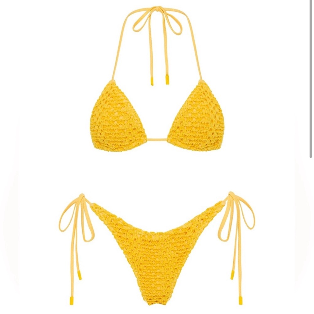 Triangl Vinca Palos Crochet Yellow Bikini Set